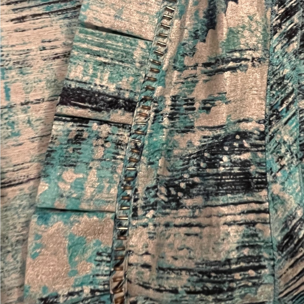 Chicos linen Watercolor Aqua Blue Freeda Pattern Maui size 1 (medium) - Picture 2 of 4